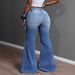Women's Clothing Stretch Flared Jeans With Distressed Details - Comfortable & Stylish Denim Pants For Casual & Office Wear_mkmklike.com