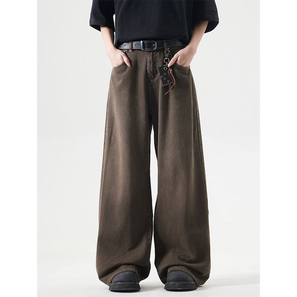 Cleanfit Vintage Washed Jeans – Straight-Leg Relaxed Fit In Deep Brown (S-3XL, Retro Distressed Look, No-Stretch Cotton Denim)_mkmklike.com