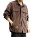 Corduroy Workwear Jacket Men Autumn Winter Trendy Brand Retro Thickened Long Sleeve Shirt Loose Plus Size Men's_mkmklike.com