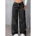 High Waisted Women's plus Size Straight Leg Jeans Washed Loose Wide Leg Pants Denim_mkmklike.com