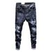 Elastic Jeans Mens New Winter Spring Distressed Trend Versatile Korean Slim Fit And Minimalist Men's Leggings_mkmklike.com