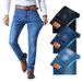 Brother Wang Men's Classic Style Stretch Slim Jeans Business Casual Denim Pants Light Blue Black Trousers Male_mkmklike.com