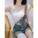 Women's Clothing New Slim And Versatile Loose Strap Denim Shorts Women's Bright Line A Line Wide Leg Hot Pants Trend_mkmklike.com