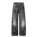 Men's High-End Feel Straight Leg Jeans High Street Style Hand Washed Whisker Texture Loose Fit Denim_mkmklike.com