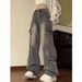 American High Street Retro Workwear Denim Overalls For Women, Spring And Autumn 2025 New Style, Multi-pocket Straight_mkmklike.com
