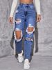 Women's Clothing Trendy Washed Ripped High Waist Straight Trousers_mkmklike.com
