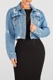 Distressed Denim Jacket Women’s – Vintage Washed Cropped Jean Jacket (S-2XL, Slim Fit, Streetwear Essential)_mkmklike.com