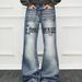 Streetwear Men's Printed Jeans - Trendy High-Fashion Hip-Hop Denim Pants With Bold Lettering For Urban & Casual Style_mkmklike.com