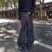 Men's Clothing Flared Jeans Trendy Hip Hop Wide Leg Floor Length Trousers Mid Waist Cotton Black Light Blue_mkmklike.com