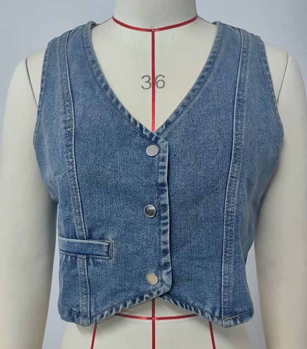 K Women's New Denim Vest; Sexy Girl's Vest Top_mkmklike.com