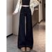 New Autumn Black Plus-size Stretchy Flared Jeans For Women With A Pear-shaped Figure, Loose Fit, High-waisted, Slimming_mkmklike.com
