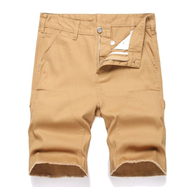 Men's Trendy Casual Denim Shorts Straight Leg Slim Fit Mid-Length Fashionable Non-Stretch Machine Washable Black Blue_mkmklike.com