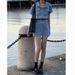 Cowboy A-Line Dress, Female Summer Niche, Waist Cinching And Slimming Skirt, Stature Polo Short Sleeved Skirt_mkmklike.com