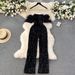 Women's Clothing elegant temperament jumpsuit female ins wear one shoulder fur splicing sequins slim trousers_mkmklike.com