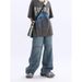 Nordmann Men's Cargo Jeans Japanese Retro Loose Wide-Leg Casual Trendy High Street Straight-Leg Stylish Patchwork Long Pants_mkmklike.com