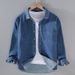Blue Denim Shirt Men's Retro Washed Product Long Sleeved Shirt Loose Casual Jacket Men's Top_mkmklike.com