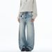 Unisex American Vintage Embroidered Flared Jeans - 70s Retro Wide Leg Bell Bottom Denim Pants With Crescent Embroidery_mkmklike.com