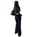 Retro Blue High Waisted Fleece Lined Flared Jeans For Women Warm Slimming Loose Fit Versatile Style Denim Pants_mkmklike.com