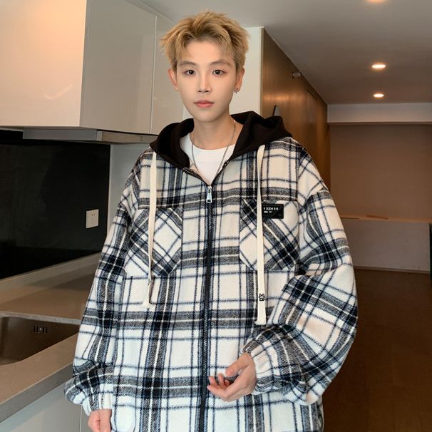 British Style Hooded Jacket Men, Autumn Plus Size, Loose Casual Chic Workwear Coat For Big And Tall Men_mkmklike.com