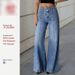 Women's Vintage Split Hem Blue Jeans - High Waisted Wide Leg & Flared Trousers (Mid Blue, S-XL)_mkmklike.com