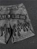 Men's Mid-Waist Straight Leg Washed Denim Shorts Trendy Rhinestone Design High Street Style Japanese Inspired Trousers_mkmklike.com
