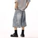 Men's Clothing Summer New Cropped Jeans Men's Loose Straight Trendy Brand Fashion Casual Shorts Washed Retro_mkmklike.com