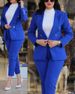 Women's Clothing solid color slim fit casual fashion waist double breasted two piece suit_mkmklike.com