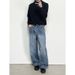 Men's Vintage Washed Blue Straight Jeans – Relaxed Fit, Wide-Leg & Long Hem (Effortless Street Style & Retro Appeal)_mkmklike.com