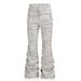 Unisex Distressed White Flared Jeans High Street Style Loose Fit Slimming Straight Leg Floor Length_mkmklike.com