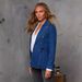 Women's Washed Blue Denim Blazer Jacket, Slim Fit Casual Office Wear, Stretch Comfort, Classic Western Style, S/M/L/XL_mkmklike.com