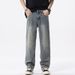Men’s Loose-Fit Printed Denim Pants – Retro All-Over Floral Jacquard Jeans Streetwear Straight-Leg Trousers With Distressed Wash_mkmklike.com