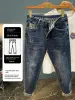 Designer Men's Jeans Spring Trendy For End Light Luxury Design Fashion High Quality Thousand Grids Print Elastic Casual_mkmklike.com