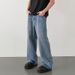 Men's Clothing Wide Leg Jeans Retro Distressed Relaxed Fit Vintage Jeans – Distressed Denim Pants In Black Grey / Light Blue / Retro Blue (S-3XL)_mkmklike.com