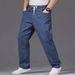 Biaoten Men's Straight Leg Jeans Spring/Summer Loose Fit plus Size Elastic Waist_mkmklike.com