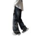 West Coast Oversize Pants Men's American High Street Rough Jeans Loose Straight Wide Leg Overalls Tide_mkmklike.com