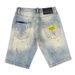 Men's Clothing Fashion Ink Splash Embroidery Denim Shorts Elastic Hole Style Five Point Pants Half Leg Pants_mkmklike.com