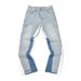 Cross-border Wholesale Original Label . Washed Distressed Patchwork Denim Bell-bottom Jeans_mkmklike.com
