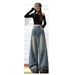 LiLi Apparel Women's Fleece-Lined Starry Galaxy Rhinestone Wide-Leg Jeans 2026 Winter High-Waisted High-End Floor-Length_mkmklike.com
