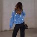 Women's Clothing Fashion Heavy Beaded Women's Loose Denim Jacket 3248_mkmklike.com
