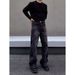 Men's American Style Loose Straight Leg High End Retro Denim Jeans Gray Black Washed Long Pants Trendy 2026 New Style_mkmklike.com