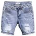 Men's Clothing Summer Light Blue Ripped Denim Shorts Men's Trendy Brand Ripped Pockets Slim Straight Beggar Five Point Pants_mkmklike.com