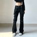 Cross-Border INS Early Summer New Design Ribbon Metal Leg Ring Pocket Straight Flared Jeans For Women 2025_mkmklike.com