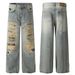 Men's Clothing Street Fashion 2024 Trendy High End Washed Dirty Old Hole Design Men's Loose Straight Jeans_mkmklike.com