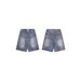 Washed Distressed Patchwork Denim Shorts Loose Fit Straight Leg Low Waist Blue Summer Fashion_mkmklike.com