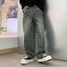 Men's Clothing Denim Jacquard Pants Men's Cool Full Print Embroidery High Street Straight Jeans Fashion Trousers_mkmklike.com