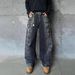 Vintage Washed Denim Pants - Oversized Streetwear Jeans With Tie-Dye & Distressed Details For Urban Fashion_mkmklike.com