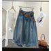 Women's American Retro Blue Denim Jeans High Waisted Slimming Loose Fit Wide Leg Cropped Pants Petite Summer Style Versatile_mkmklike.com