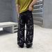 Streetwear Men's Baggy Jeans – Embroidered & Rhinestone Detailing Distressed Denim Pants With Low-Rise Fit_mkmklike.com