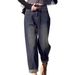 2025 Spring/Summer New Plus Size Vintage Harem Women, Slimming High-Waisted Cropped Jeans For Petite Pear-Shaped Figures_mkmklike.com