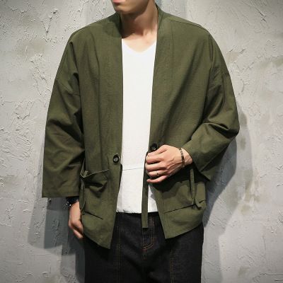 Vintage Chinese 2024 Men's Thin Loose Dao Robe Plus Size Style Jacket Japanese Kimono Cardigan Trend_mkmklike.com